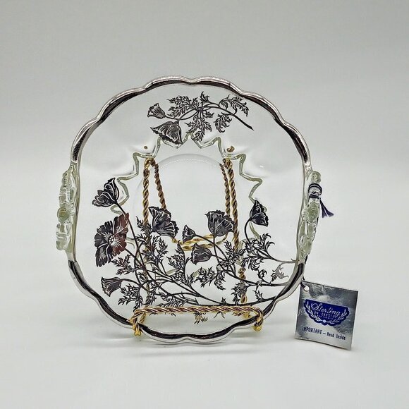 Silver City Glass Sterling Crystal Double-Handle Dish NWT - Picture 2 of 8